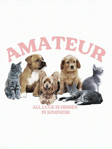 EZwear Dog & Slogan Graphic Crop Tee