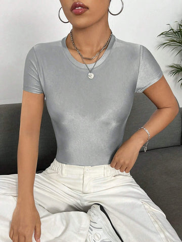 Solid Round Neck Bodysuit