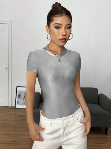 Solid Round Neck Bodysuit