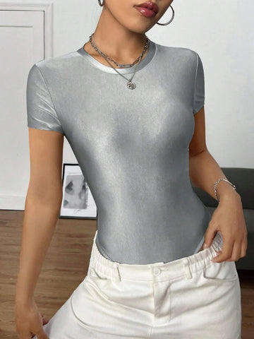 Solid Round Neck Bodysuit