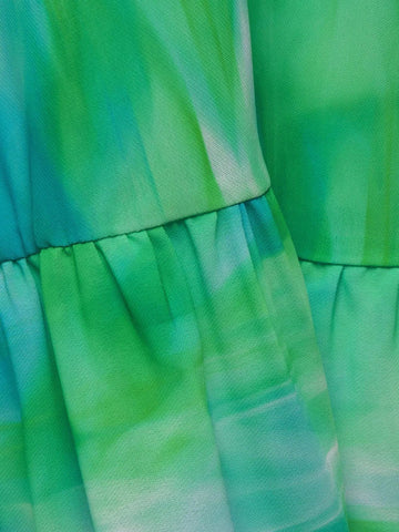 Tie Dye Crisscross Tie Back Tube Top & Split Thigh Skirt