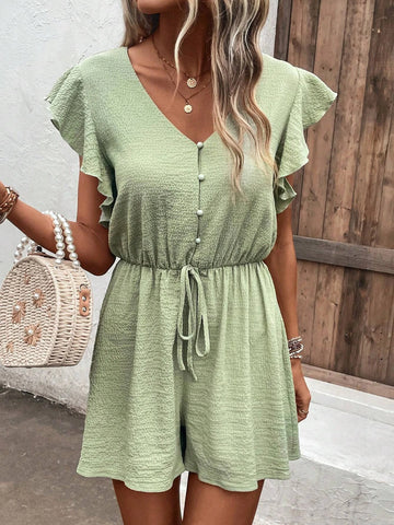 EMERY ROSE Butterfly Sleeve Knot Front Romper