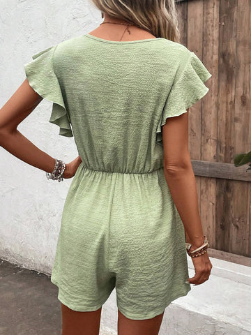 EMERY ROSE Butterfly Sleeve Knot Front Romper