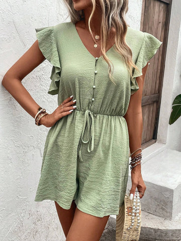 EMERY ROSE Butterfly Sleeve Knot Front Romper