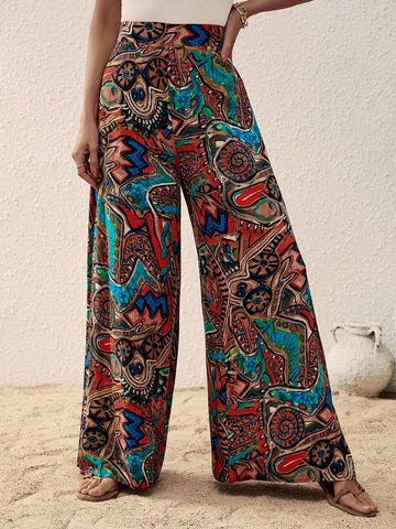 EMERY ROSE Allover Print Wide Leg Pants