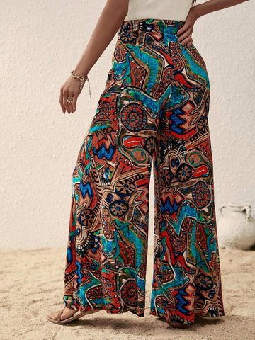 EMERY ROSE Allover Print Wide Leg Pants