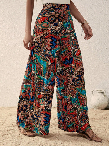 EMERY ROSE Allover Print Wide Leg Pants