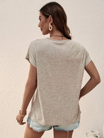 EMERY ROSE Guipure Lace Panel Batwing Sleeve Tee