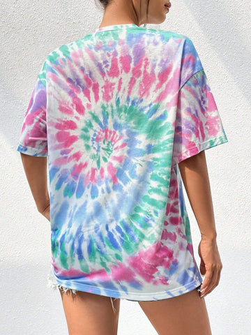 Spiral Tie Dye Drop Shoulder Tee