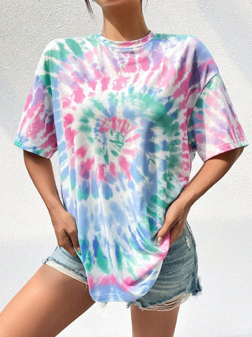 Spiral Tie Dye Drop Shoulder Tee