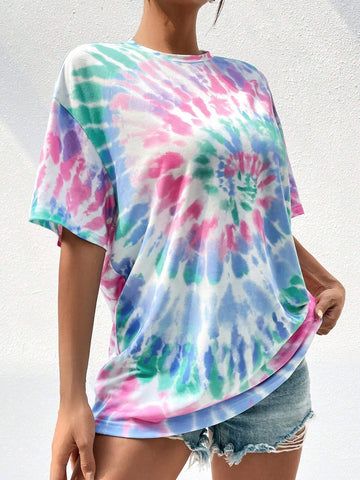 Spiral Tie Dye Drop Shoulder Tee