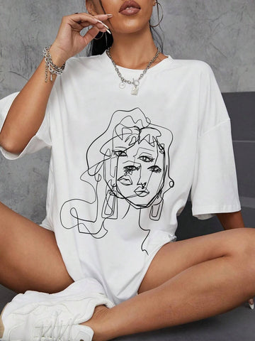 EZwear Figure Graphic Drop Shoulder Tee