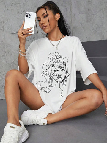 EZwear Figure Graphic Drop Shoulder Tee