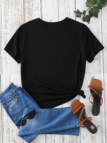 EMERY ROSE Letter & Heart Print Tee