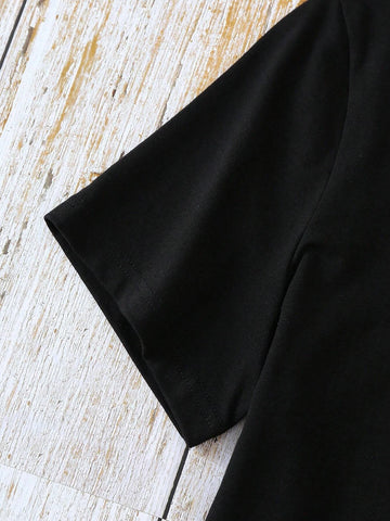 EMERY ROSE Letter & Palm Tree Print Tee