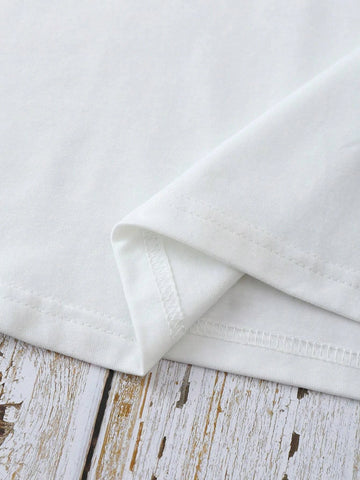 EZwear Slogan Graphic Drop Shoulder Oversized Tee