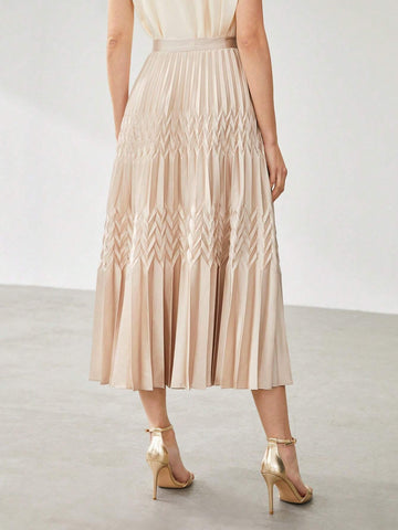 MOTF PREMIUM FLOWY PLEATED MIDI SKIRT