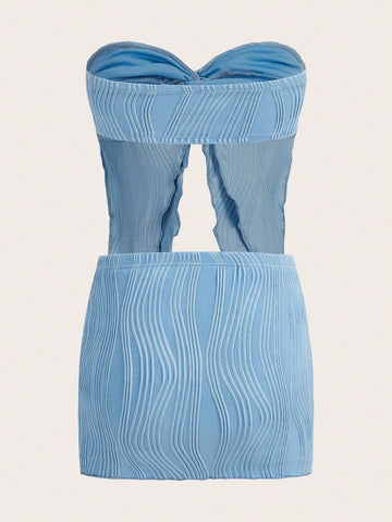 Twist Front Asymmetrical Hem Crop Tube Top & Bodycon Skirt