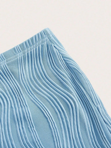 Twist Front Asymmetrical Hem Crop Tube Top & Bodycon Skirt