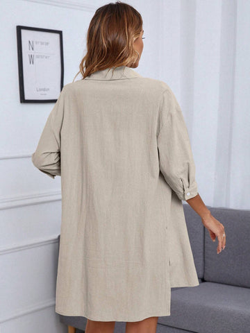 Drop Shoulder Pocket Patched Shirt