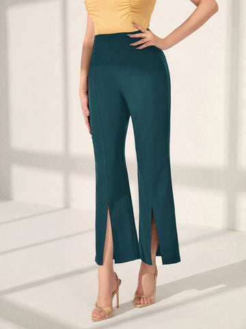 Mulvari Button Front Split Hem Flare Leg Pants