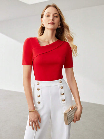 MOTF PREMIUM ASYMMETRIC VISCOSE-BLEND TOP