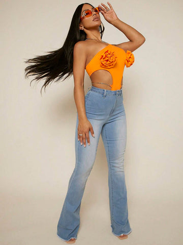 Halter Neck Cut Out Chain Detail Bodysuit