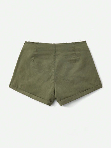 EZwear Star Print Raw Edge Shorts