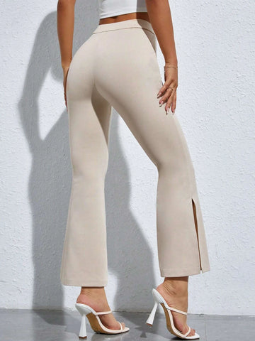 PETITE High Waist Split Hem Flare Leg Pants