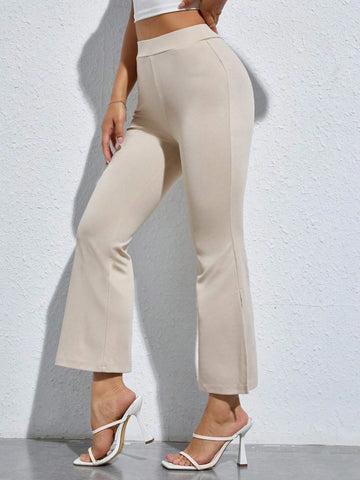 PETITE High Waist Split Hem Flare Leg Pants