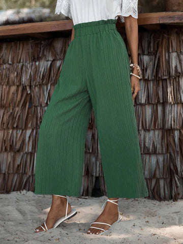 EMERY ROSE Paperbag Waist Plisse Wide Leg Pants