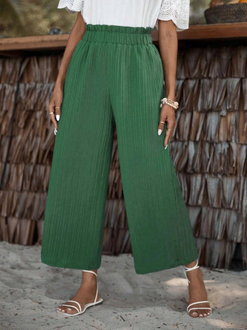 EMERY ROSE Paperbag Waist Plisse Wide Leg Pants