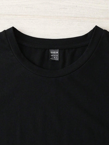 EZwear Skull & Floral Print Drop Shoulder Tee