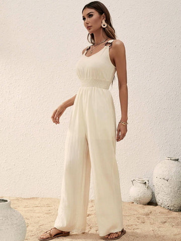 EMERY ROSE Solid Wide Leg Jumpsuit