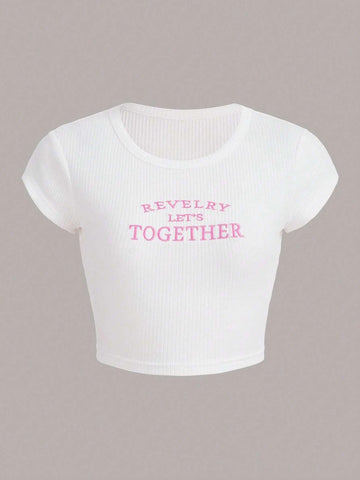 ICON Slogan Embroidery Crop Tee