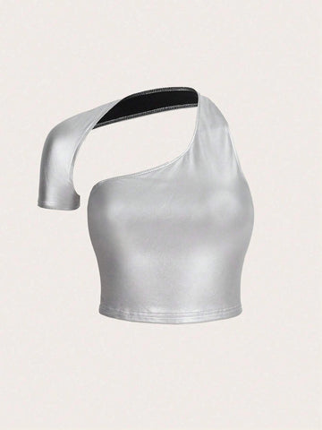 ICON Asymmetrical Neck Crop Tee