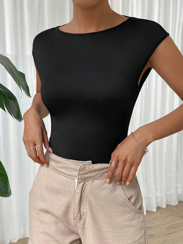 Solid Backless Bodysuit