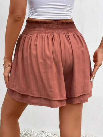Frenchy Paperbag Waist Knot Front Wide Leg Shorts