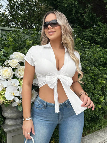 Solid Knot Front Crop Top