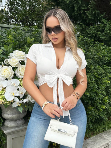 Solid Knot Front Crop Top