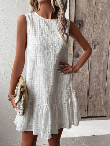 EMERY ROSE Solid Ruffle Hem Smock Dress