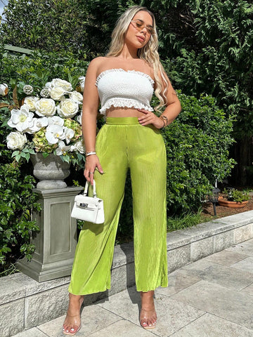 SXY Solid Satin Wide Leg Pants