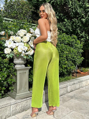 SXY Solid Satin Wide Leg Pants