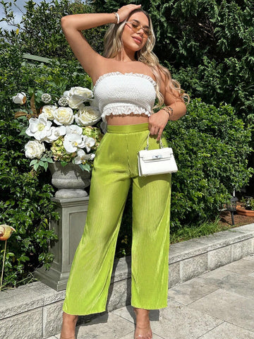 SXY Solid Satin Wide Leg Pants