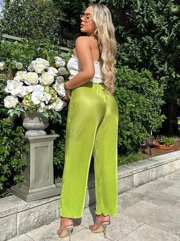 SXY Solid Satin Wide Leg Pants