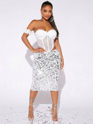 SXY Sequin Pencil Skirt