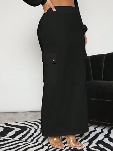SXY Flap Pocket Solid Skirt