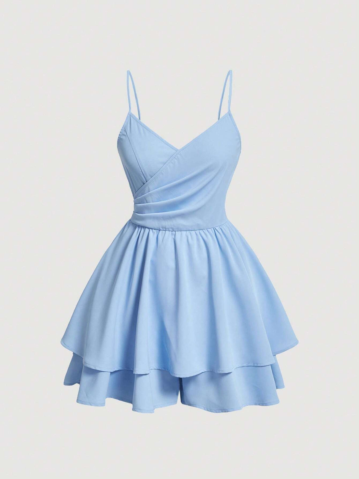 Solid Ruffle Hem Cami Romper