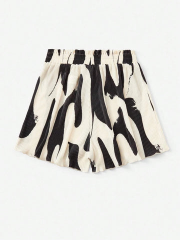 Unity Graphic Print Paperbag Waist Plisse Shorts