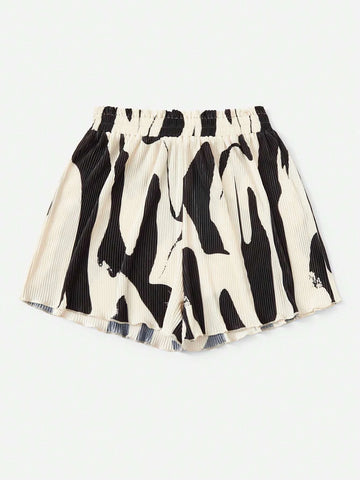 Unity Graphic Print Paperbag Waist Plisse Shorts